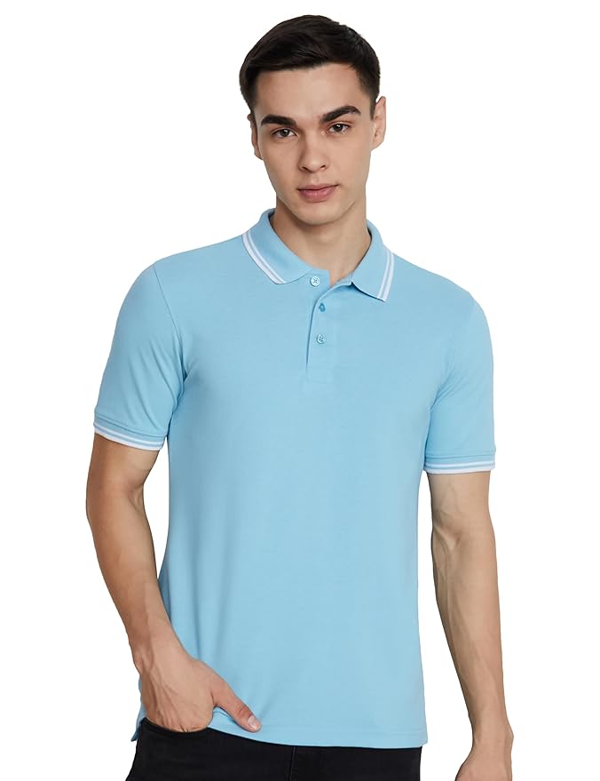 Amazon Brand - Symbol Men's Cotton Rich Solid Polo Collar Tshirts | Half Sleeves | Plain-Regular Fit (Available in Plus Sizes)