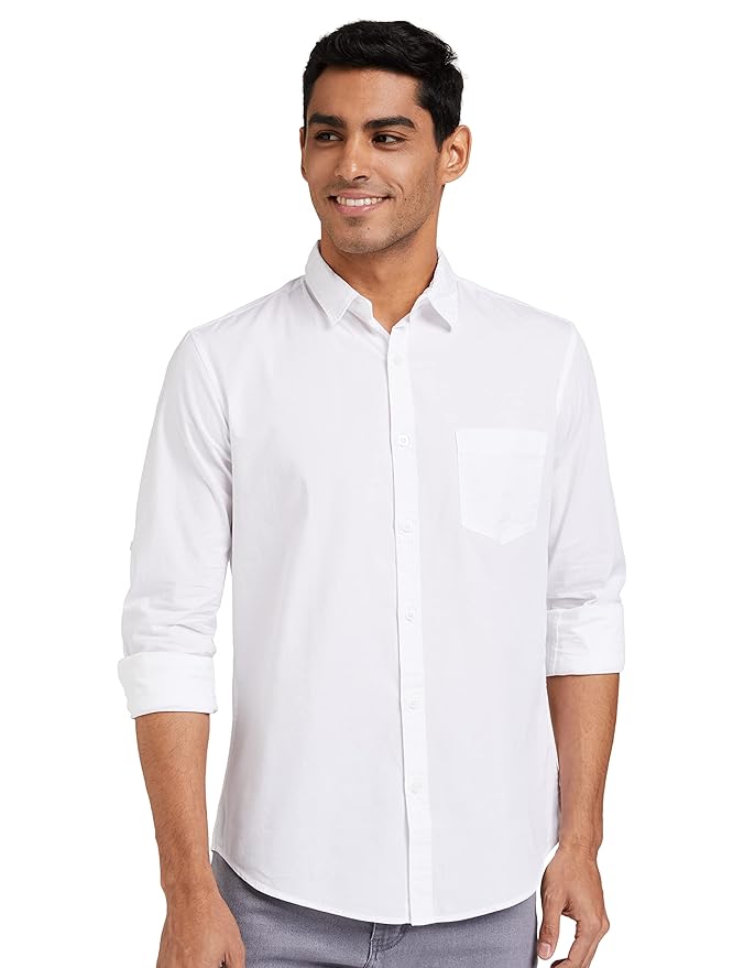 Amazon Brand - Symbol Men's Cotton Shirt | Casual | Plain | Full Sleeve | Summer - Regular Fit (Available in Plus Sizes)