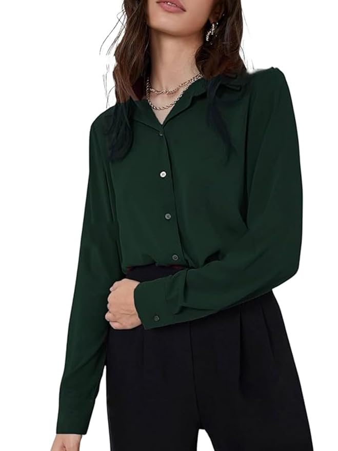 GRECIILOOKS Women's Rayon Oversized Fit Crop Top Korean Style Long Sleeve Oversized Button Down| Workwear Top for Office & Casual Wear (Available in Plus Size)