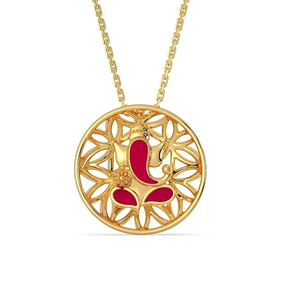 Malabar Gold & Diamonds | 14KT | Pure yellow gold | Religious Ganesh Pendant for Unisex