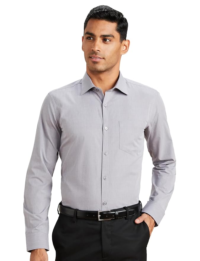 Amazon Brand - Symbol Men's Cotton Formal Shirt | Plain | Full Sleeve - Regular Fit (Available in Plus Sizes)
