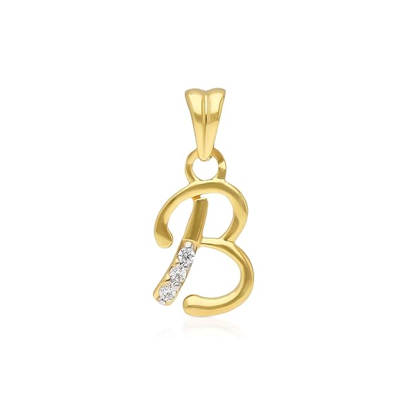 Malabar Gold & Diamonds | 22KT | Pure yellow gold | CZ | Intial B Pendant for Unisex