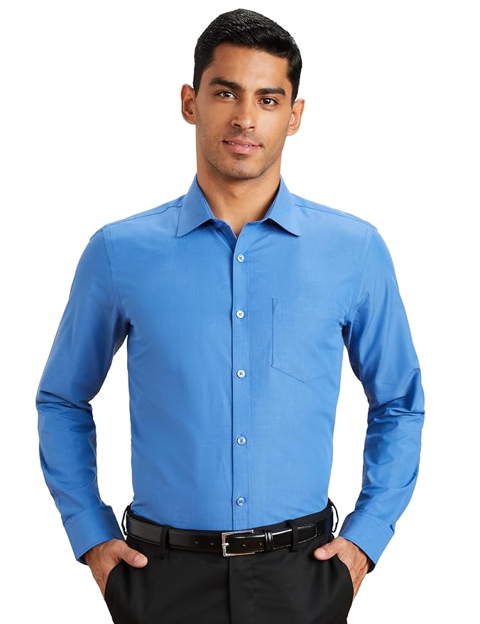 Amazon Brand - Symbol Men's Cotton Formal Shirt | Plain | Full Sleeve - Regular Fit (Available in Plus Sizes)