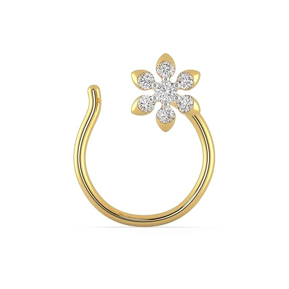Malabar Gold & Diamonds IGI Certified 0.04 Carats Diamonds with VS-VVS Clarity & GH Colour Adorned on 18kt (750) Yellow Gold Nosepin For Women