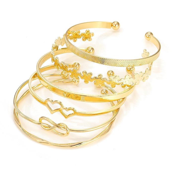Shining Diva Fashion Set of 6 Latest Stylish Multilayer Gold Plated Bangle Bracelet for Women and Girls (16898b)
