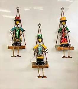 Bharat Art Metal Iron Artist Musicians Man Figurine Decorative Wall Art Decor for Home Bedroom Living room Office Cafe Decorative | Elegant Artistic Sculpture | Gift Item | 6x5x13 Inch | W319