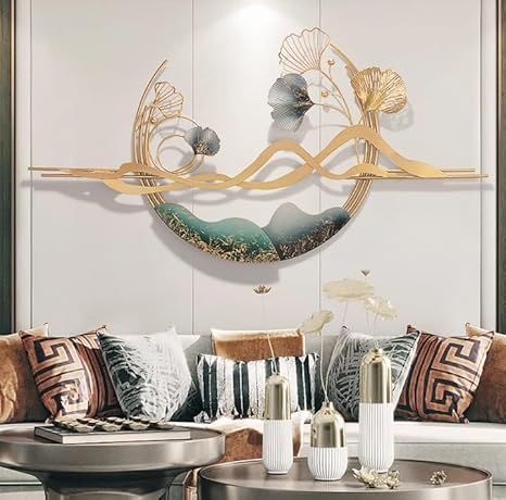 Bharat Art Metal Iron Wall Art Decor for Home Bedroom Living room Cafe Interior Decorative | Elegant Wall Hanging Sculpture | Gift Item | RING WAVE DECOR | 48 * 02 * 24 INCH | CW_249