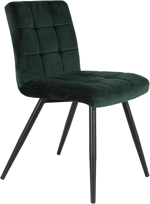 Amazon Brand - Umi Upholstered Sturdy Dining Chair with Black Powder Coated Metal Legs - Perfect for Modern Home Dcor in Black