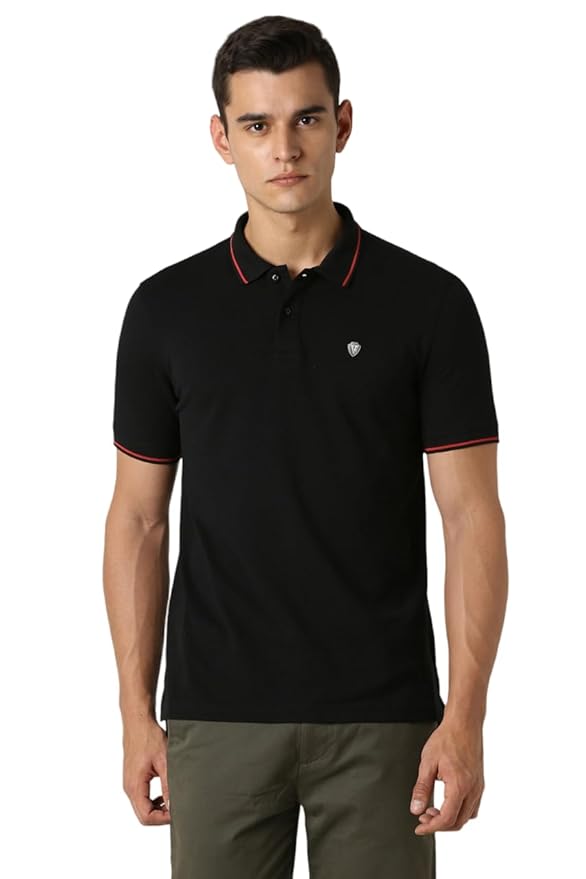 Van Heusen Men's Cotton Solid Regular Fit Collar Polo T-Shirt