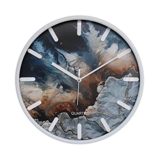 Amazon Brand- Solimo 12-Inch Analog Wall Clock – Ivory White Design, Premium Embossed Frame, Silent Movement
