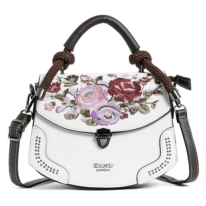 EXOTIC Premium® Satchel Vintage Retro Embroidery Floral Sling Bag for Women