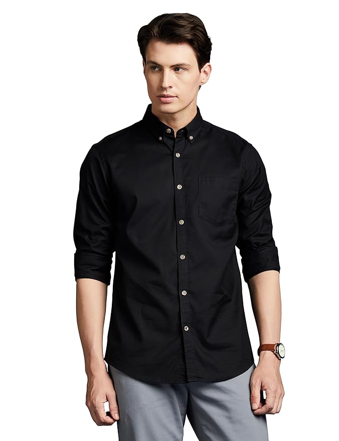 Symbol Premium Men Stylish Solid All Day Fresh Buttondown Casual Shirt - Regular Fit | Plain | Full Sleeve | Cotton Semi Formal Wear (Available in Plus Size & Combo Pack)