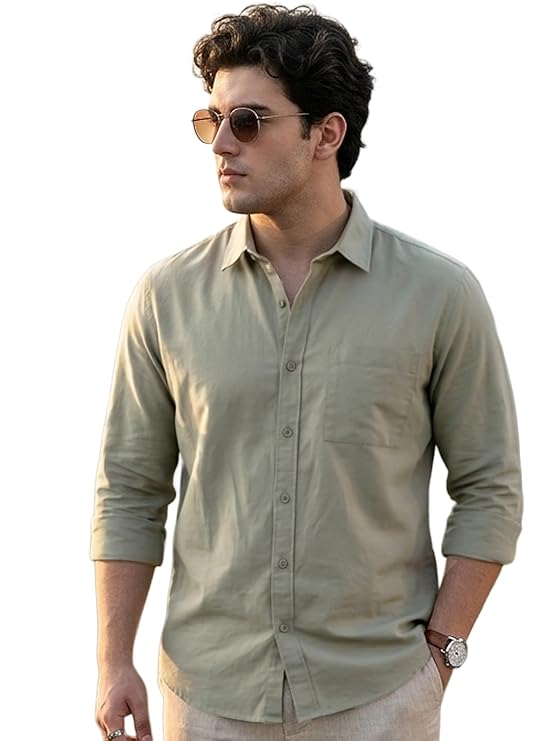 Urbano Fashion Men's Cotton Full Sleeve Regular Fit Casual Solid Shirt