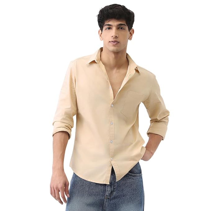 Urbano Fashion Men's Cotton Full Sleeve Regular Fit Casual Solid Shirt