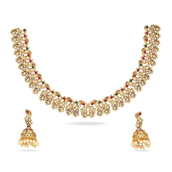 Shining Diva Fashion Latest Stylish Design Fancy Traditional Necklace Jewellery Set for Women (16781s)