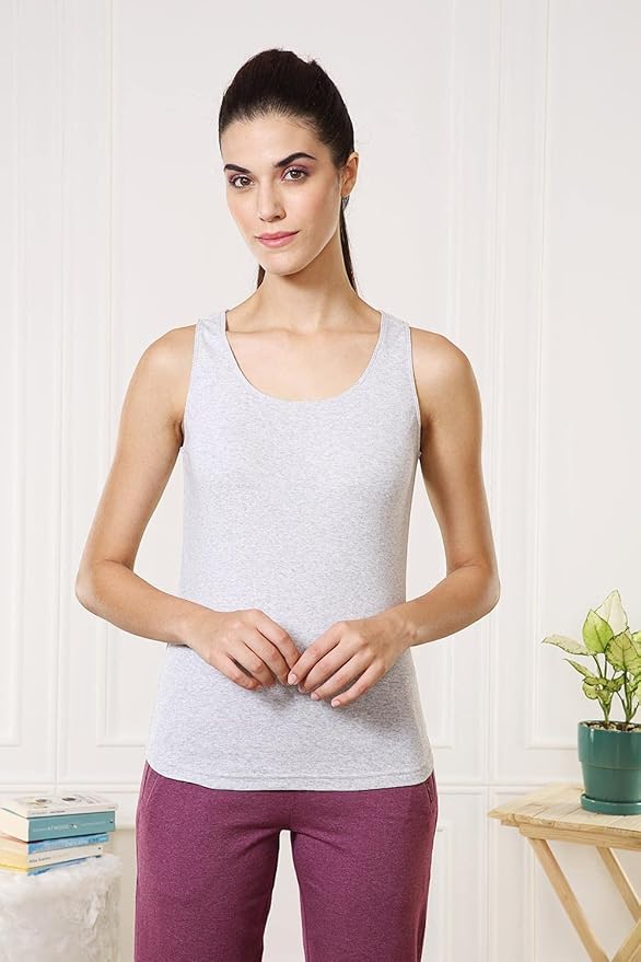 Van Heusen Women's Cotton Regular Fit Anti Bacterial Tank Top - 100% Combed - Colour Fresh, Moisture Wicking - Available in Pack of 1 & 2