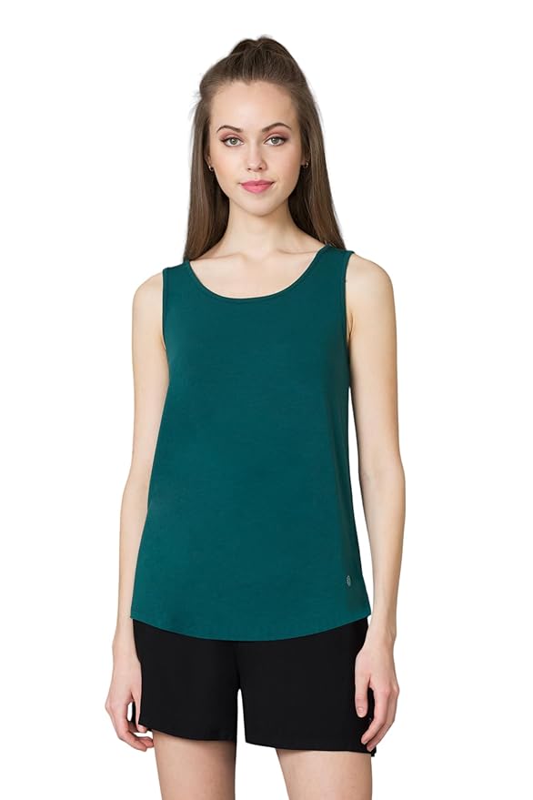 Van Heusen Women Solid Cotton Lounge Tank Top - Comfort Fit, Scoop Neck, Sleeveless