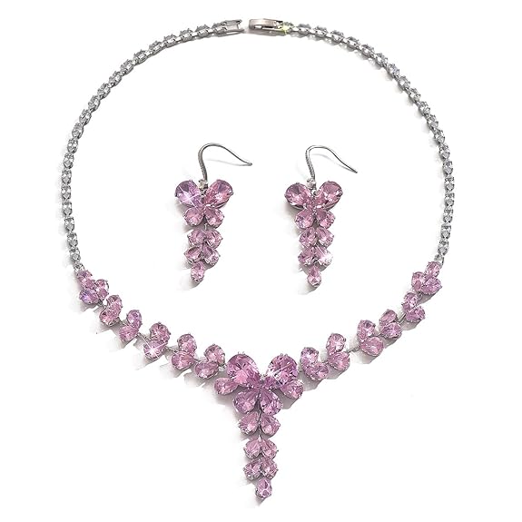 Shining Diva Fashion Latest Stylish Design Fancy Crystal Necklace Jewellery Set for Women