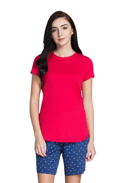 Van Heusen Women Lounge T-Shirt - Modal Cotton - Round Neck, Short Sleeve, Superior Drape, Long Length, Ultra Soft