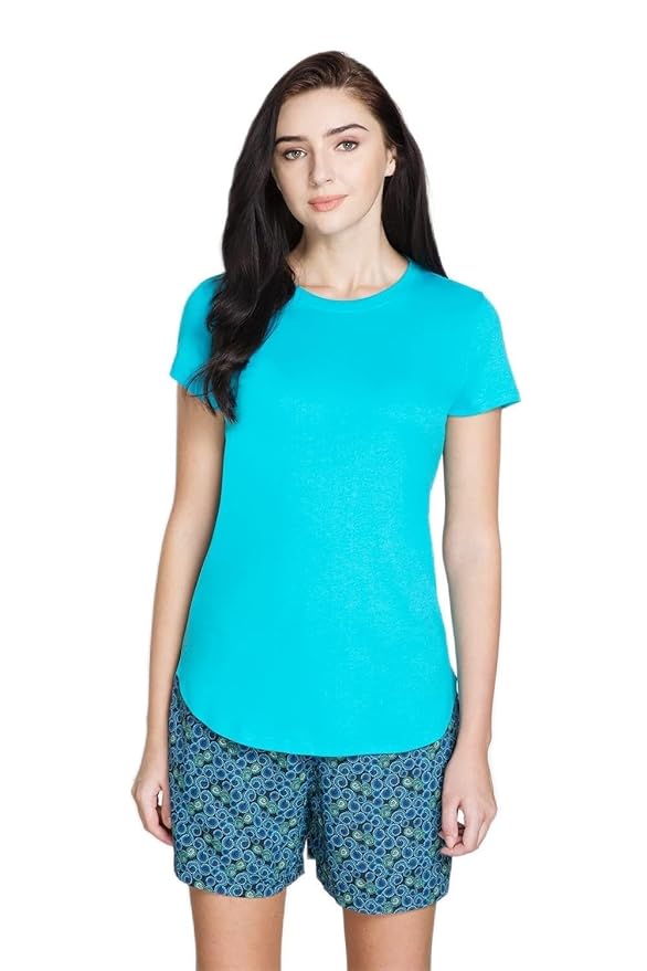 Van Heusen Women Lounge T-Shirt - Modal Cotton - Round Neck, Short Sleeve, Superior Drape, Long Length, Ultra Soft