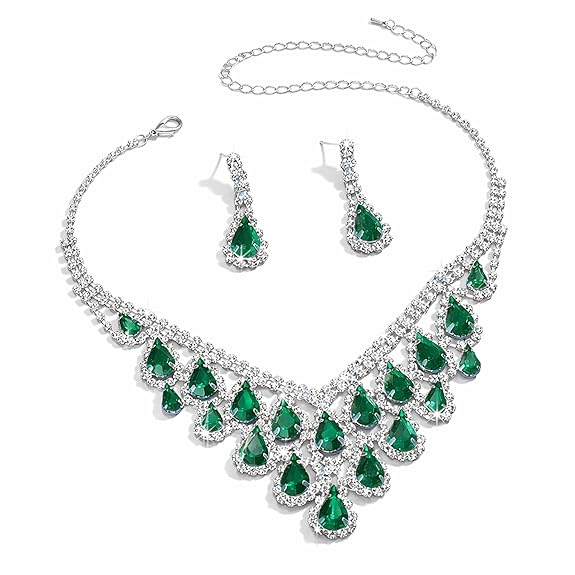 Shining Diva Fashion Latest Stylish American Diamond Necklace Set for Women | Luxury Silver Plated Choker with Matching Earrings | Premium Cubic Zirconia Diamond Style Wedding Party Jewelry