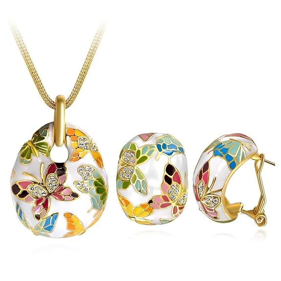 YouBella Jewellery Sets for Women Enamel Necklace Pendant Jewellery set with Earrings For Girls/Women