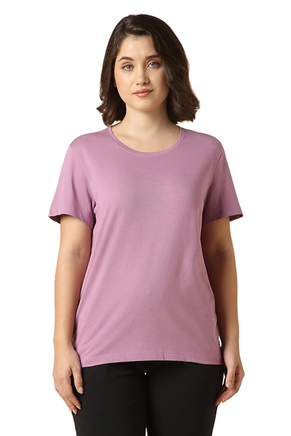 Van Heusen Women's Cotton Relaxed Fit Lounge T Shirt - Relax Fit, Round Neck, Short Sleeves
