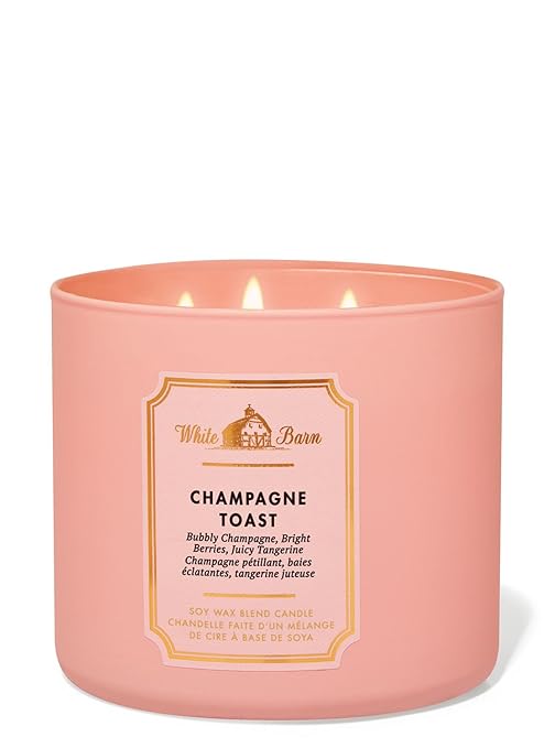 Bath & Body Works Champagne Toast 3-Wick Scented Candle | Long-Lasting Home Fragrance | Soy Wax Blend | Bedroom & Living Room Decor | Jar Candles for Gifting|Burn Time - Upto 45 Hours| 411g /14.5oz