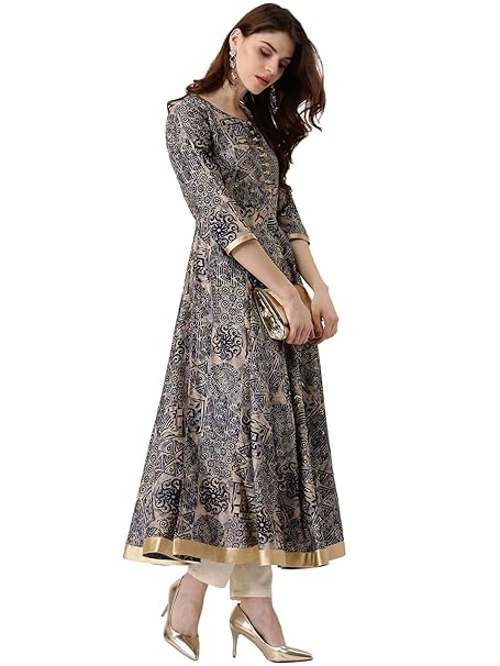 Libas Printed Polyester Anarkali Kurta