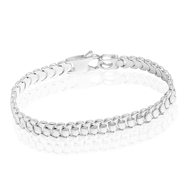 LeCalla 925 Sterling Silver Fancy Link Chain Bracelet for Men and Boys | BIS Hallmarked 8.5 Inch Silver Bracelet | Stylish Silver Bracelets for Gift for Husband, Brother, Boyfriend