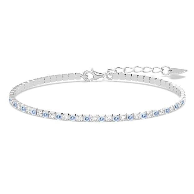 Clara 925 Sterling Silver Slim Tennis Bracelet | Multiple Options|Adjustable, Platinum Plated, Swiss Zirconia 2mm | Gift for Women and Girls