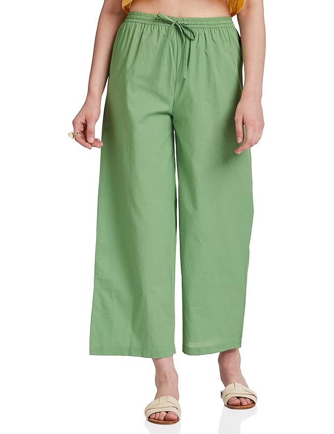 Amazon Brand - Myx Women Cotton Relaxed Fit Palazzo (Available in Plus Sizes)