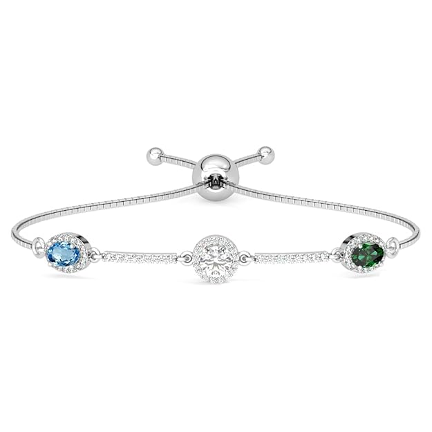 Clara 925 Pure Silver solitaire Hand Bracelet | Adjustable, Anti Tarnish, Swiss Zirconia | Gift for Women and Girls