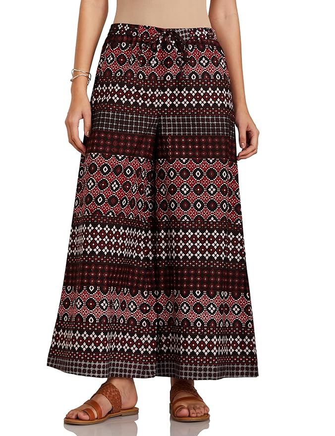 Amazon Brand - Myx Women Relaxed Cotton Flared Palazzo (Available in Plus Sizes)