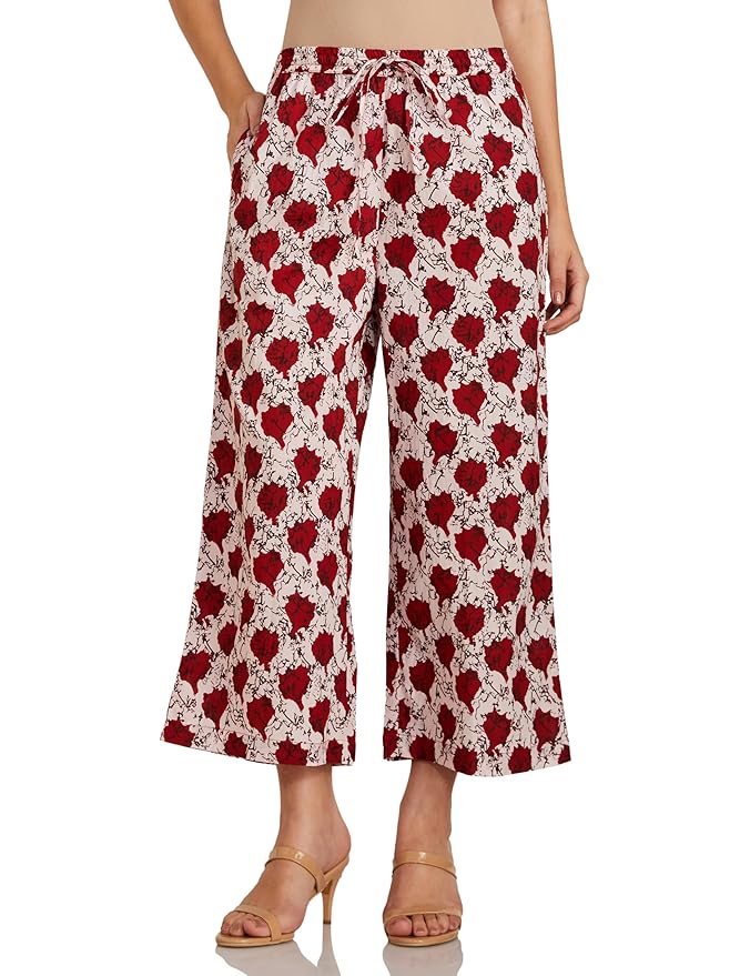 Amazon Brand - Myx Women Relaxed Cotton Flared Palazzo (Available in Plus Sizes)