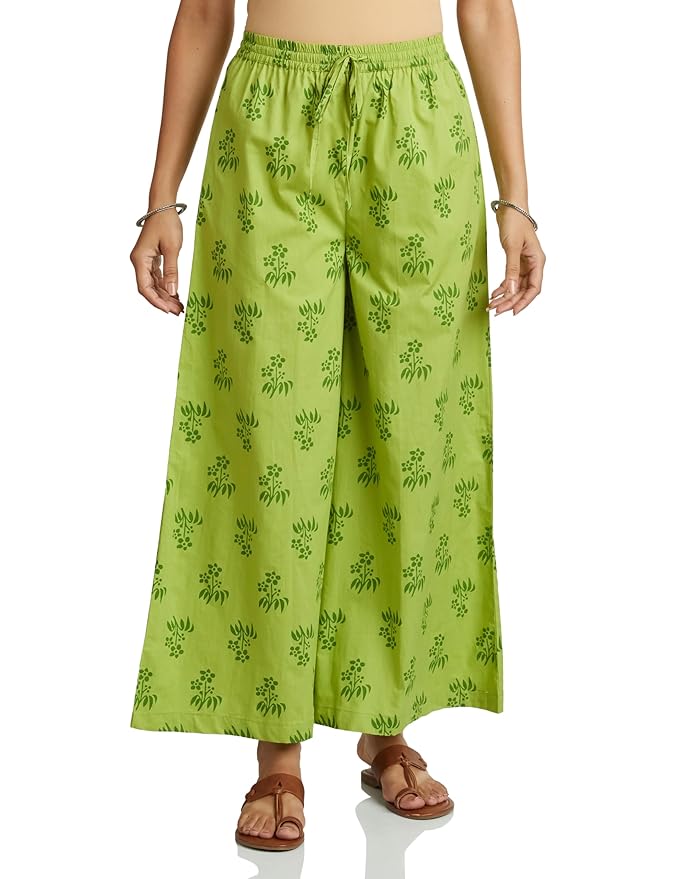 Amazon Brand - Myx Women Relaxed Cotton Flared Palazzo (Available in Plus Sizes)