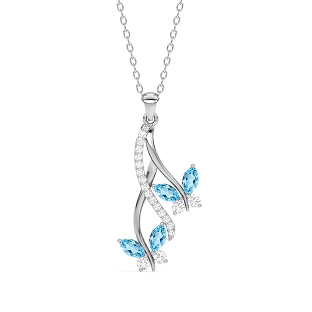 Clara 925 Sterling Silver Butterfly Pendant Earring Chain Bracelet Ring Jewellery Set | Rhodium Plated, Swiss Zirconia | Gift for Women & Girls