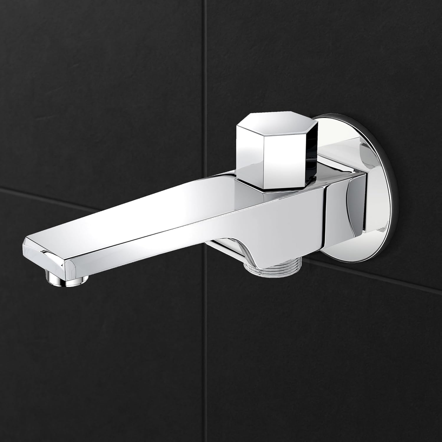 Plantex Spout for Bathroom with Brass Spindle, Wall Flange and Teflon Tape/Button Attachment for Hand Shower-(AC06-Chrome)