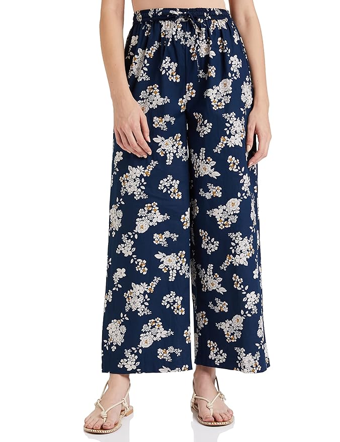 Amazon Brand - Myx Women Relaxed Cotton Flared Palazzo (Available in Plus Sizes)