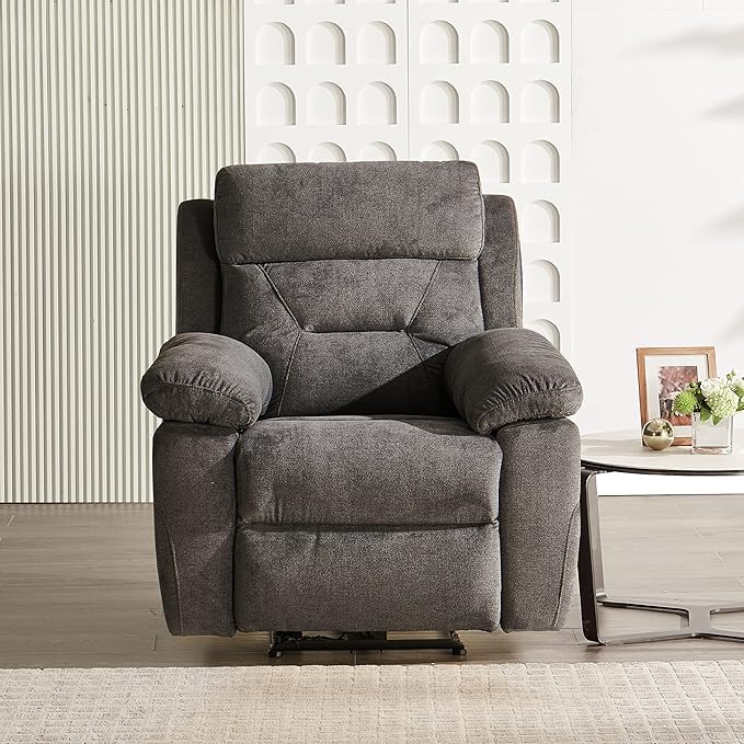 Amazon Brand - Solimo Garcin Rocking 1 Seater Fabric Recliner (Grey)
