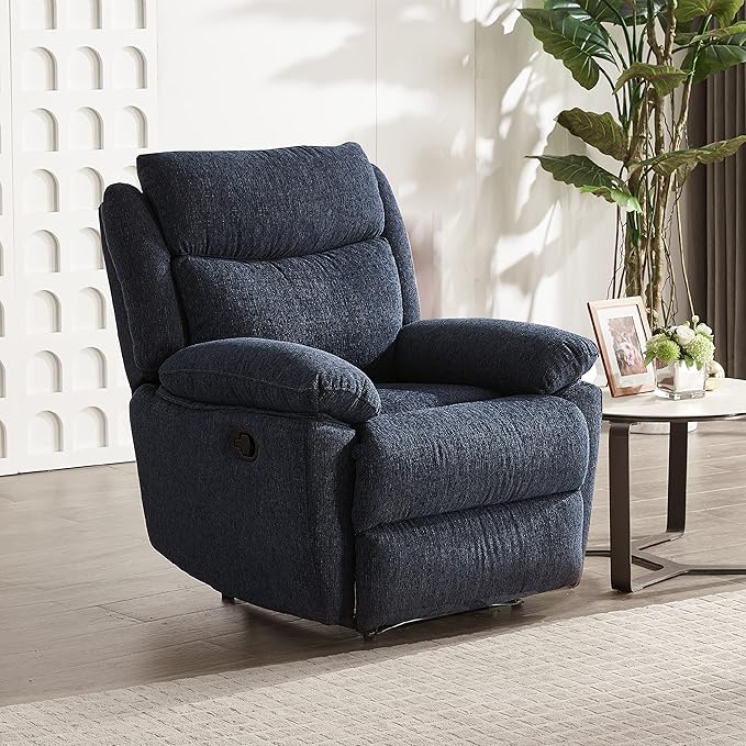 Amazon Brand - Solimo Stanovo Manual 1 Seater Fabric Recliner (Blue)