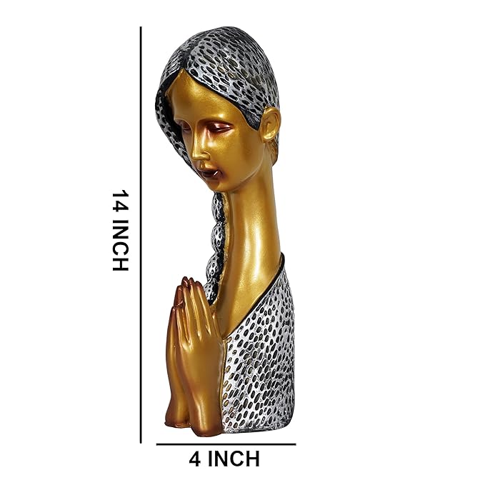Zart Polyresin Welcome Lady Showpiece for Home and Office Decor - Perfect for Shelves (14" Inch, Multicolor)