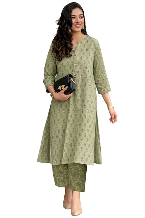 ANNI Designer Kurta Set for Women Viscose Printed | Kurti Set for Woman | Kurta Pant Set | 2 Piece Set Women | Mandarin Neck 3/4 Sleeve Regular Fit Stylish Ethnic Outfit Clothing