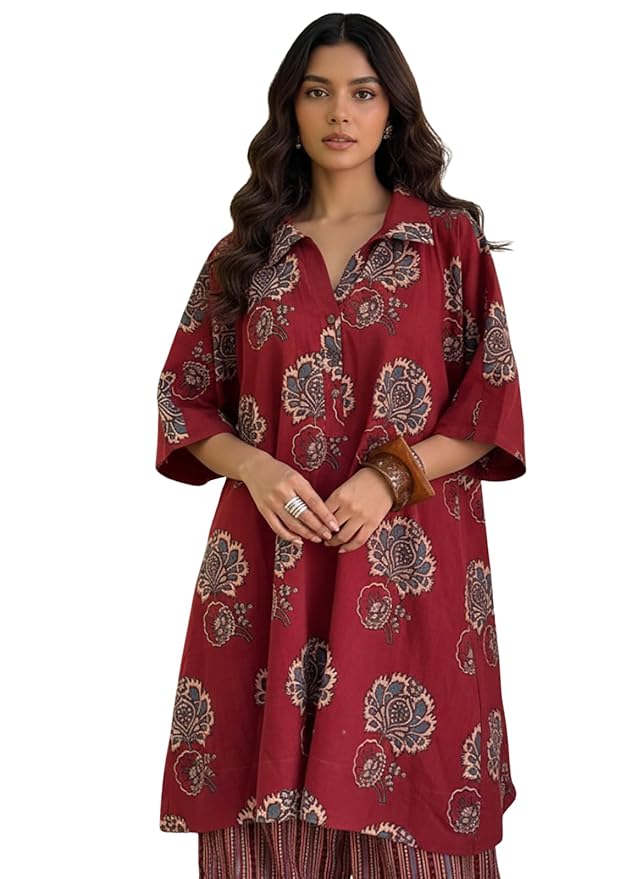 Leriya Fashion Women’s Rayon Kurta Pant Set | Casual Style Ethnic Co-ord Set for Women Stylish | Black Print Kurti for Office & Daily Travel Outfit | Oversize Loose Fit Kurta Sets for Woman