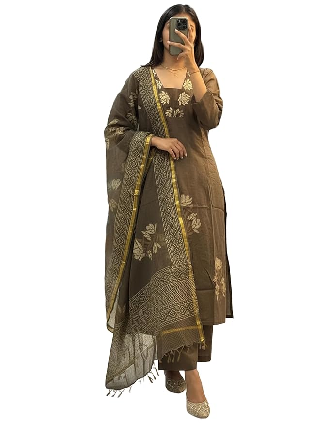 ANNI Designer Women's Rayon Viscose Straight fit Printed Embroidered Kurta with Pant & Dupatta | Ethnic Kurta Set for Women | Daily, Office & Festive Traditional