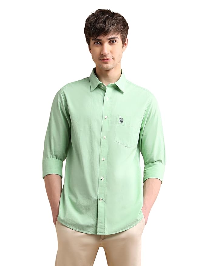U.S. POLO ASSN. Textured Shirts for Men - 100% Cotton, Full Sleeve Mens Casual Shirts