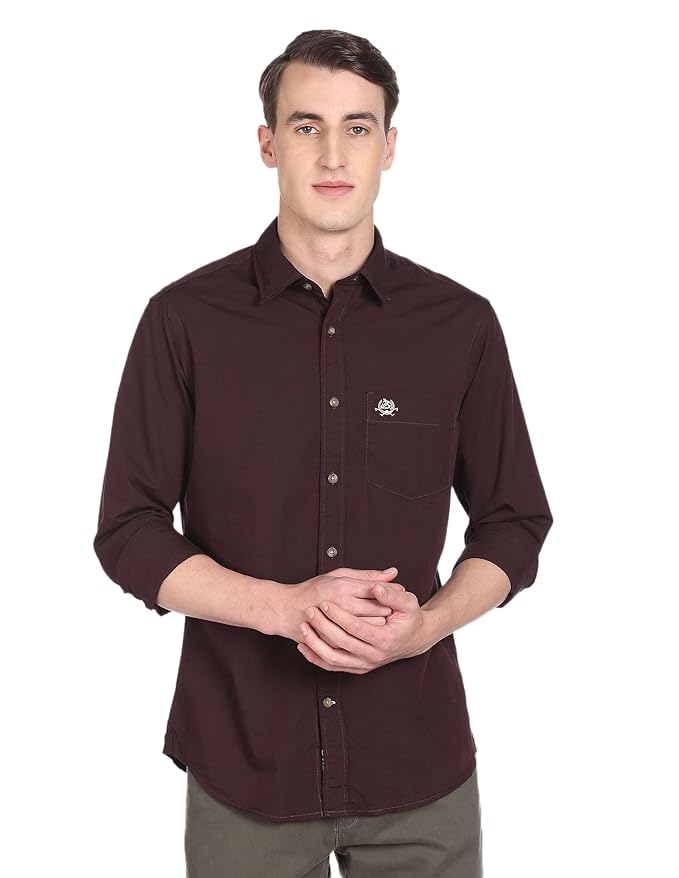 U.S. Polo ASSN. Men's Solid Spread Collar Premium Cotton Tailored Fit Shirt