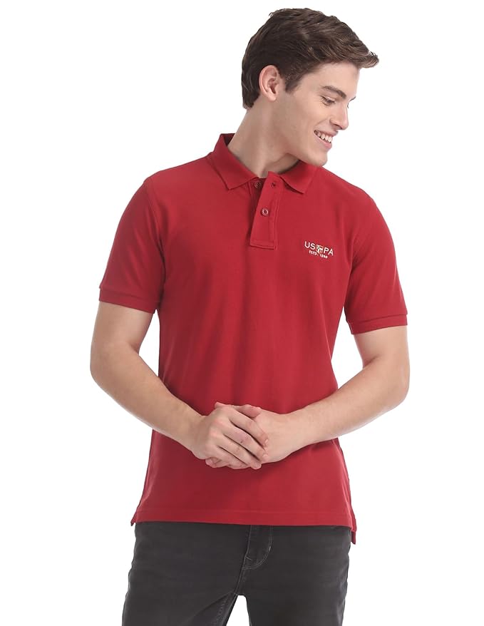 U.S. Polo ASSN. Slim Fit Polo T-Shirt for Men- Ribbed Collar, Pique Knit - Half Sleeves Casual Mens Tshirt