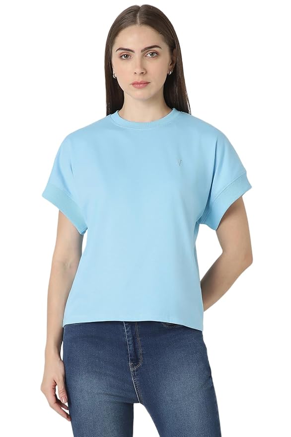 Van Heusen Women's Cotton Regular Fit Half Sleeve Crew Neck Casual Regular Comfort Fit T-Shirt