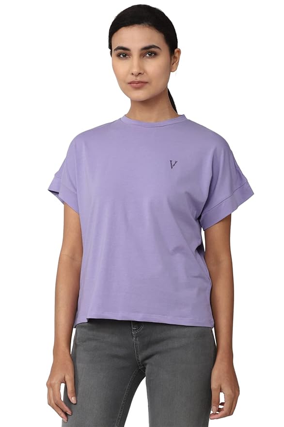 Van Heusen Women's Cotton Regular Fit Half Sleeve Crew Neck Casual Regular Comfort Fit T-Shirt